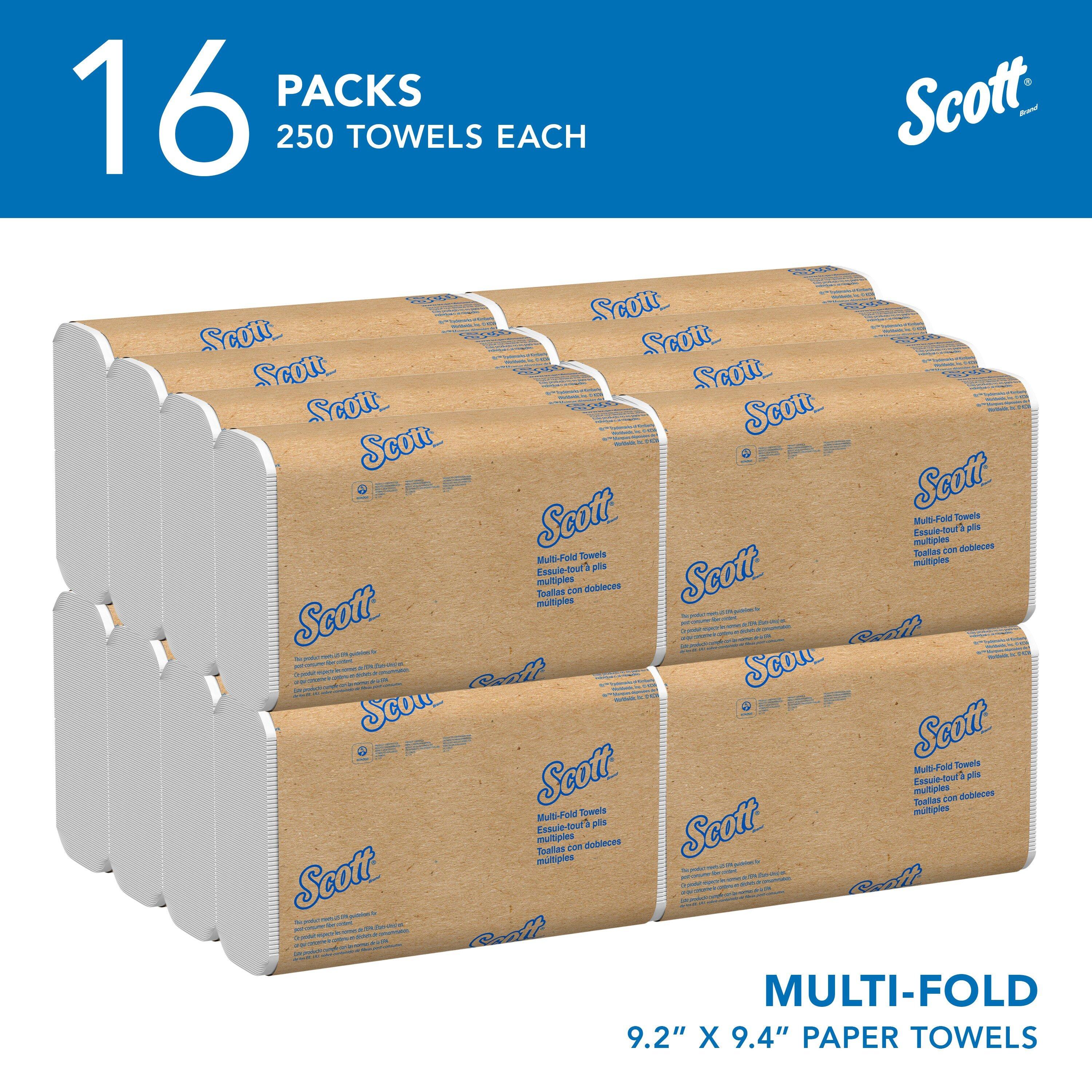 Scott&reg; White 250-Count 9-2/5 in. Multifold Towel (Case of 16) 