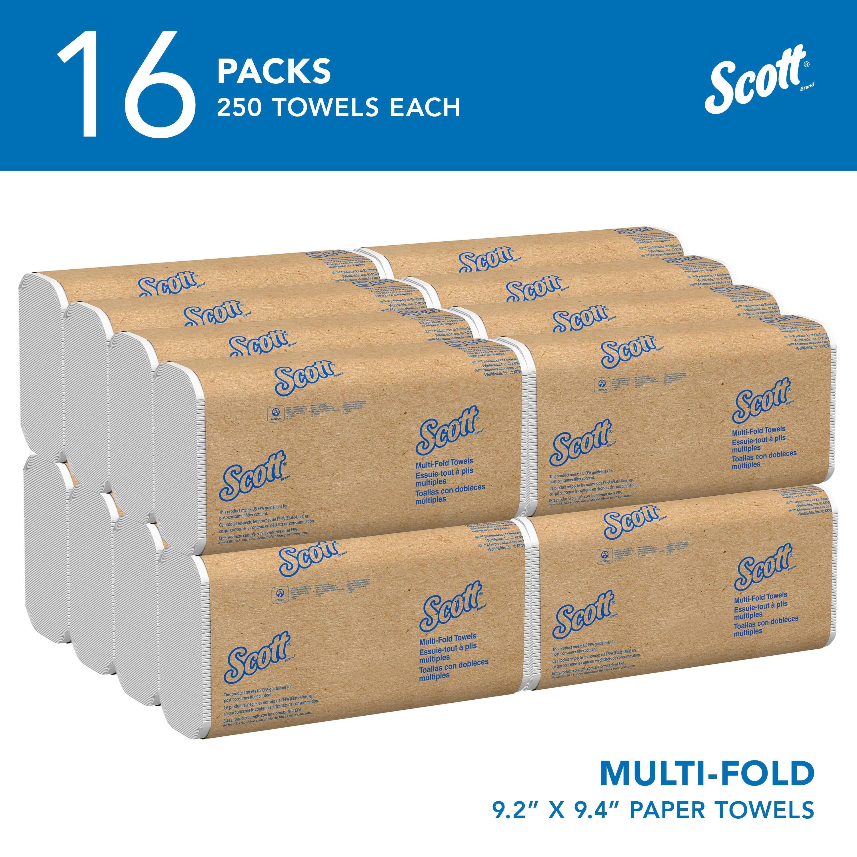 Scott&reg; White 250-Count 9-2/5 in. Multifold Towel (Case of 16) 