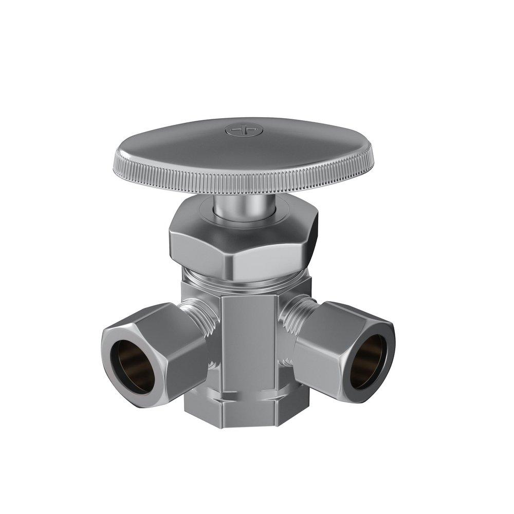 PROFLO&reg; Polished Chrome 1/2 x 3/8 x 3/8 in. FIPS x OD Compression x OD Compression Oval Angle Supply Stop Valve 