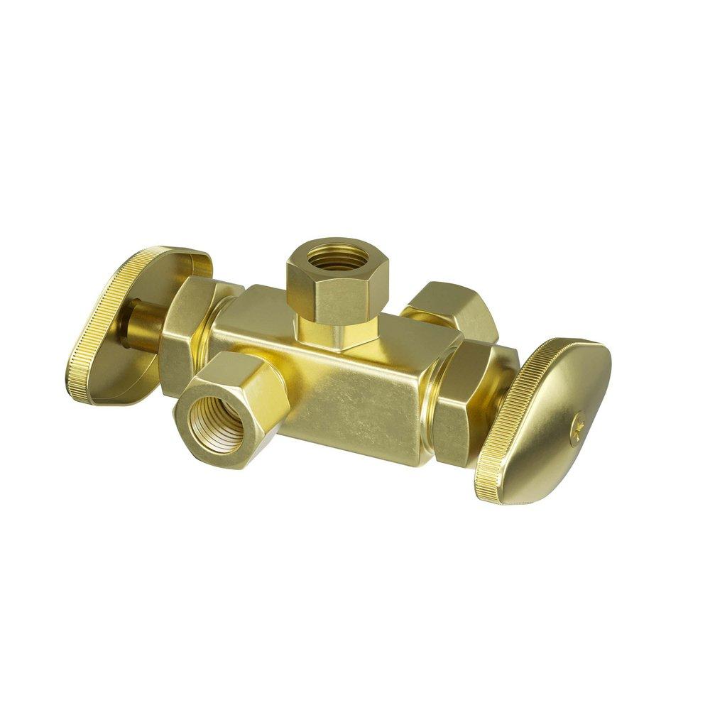 PROFLO&reg; Rough Brass Compression Oval Handle Angle Supply Stop Valve in Rough Brass 