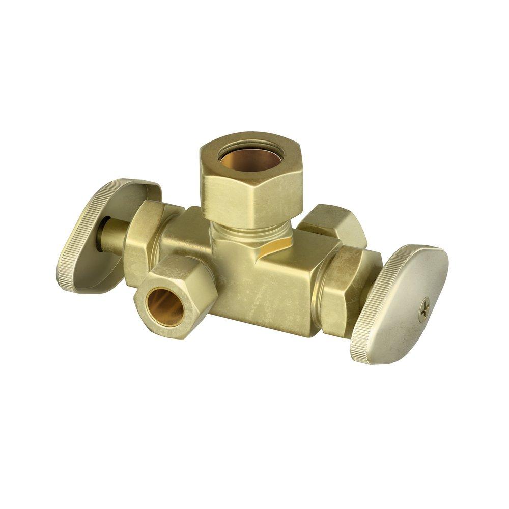 PROFLO® Rough Brass 5/8 x 3/8 x 3/8 in. Compression Oval Angle Supply Stop Valve 
