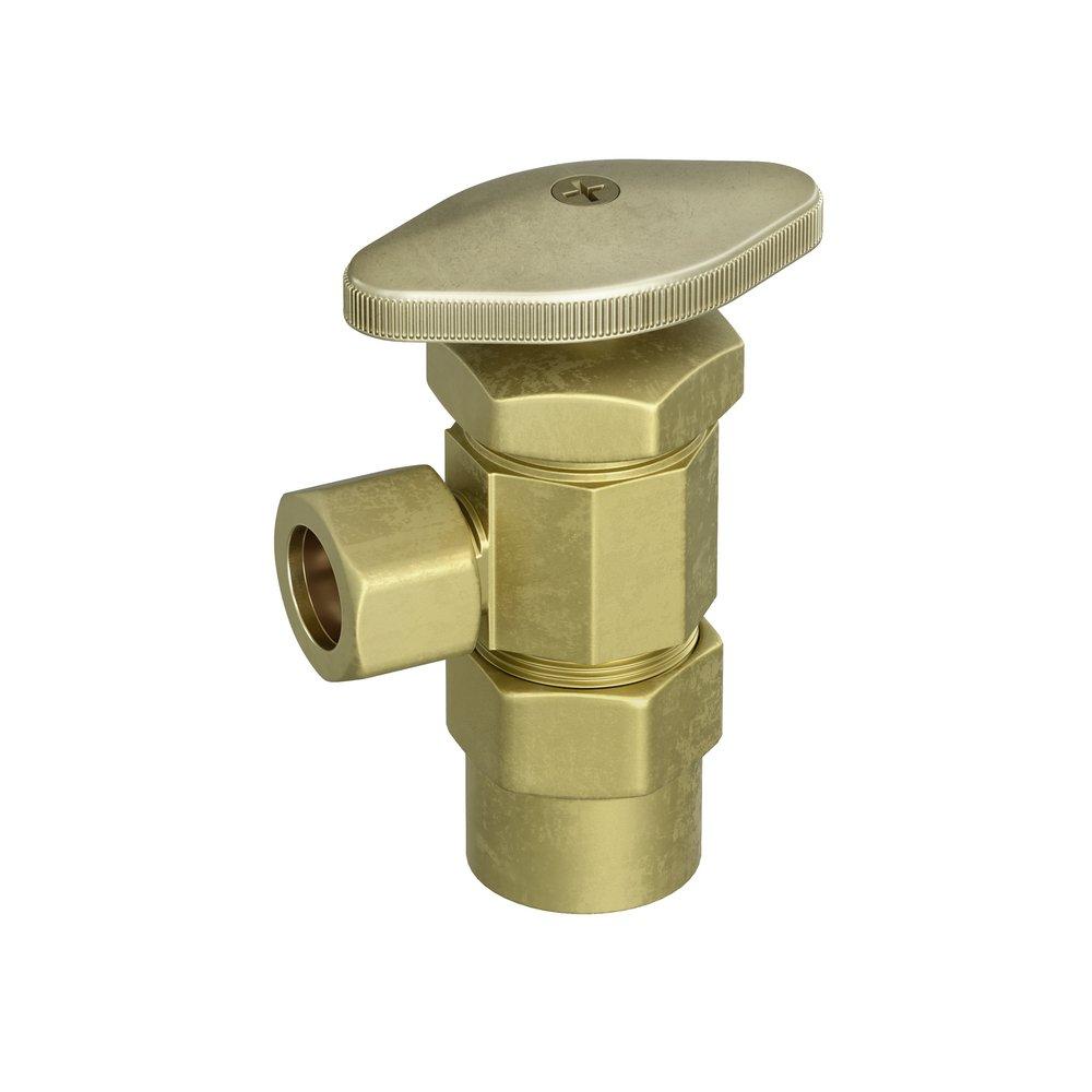 PROFLO&reg; Rough Brass 1/2 x 3/8 in. Solvent Weld x Compression Angle Supply Stop Valve 
