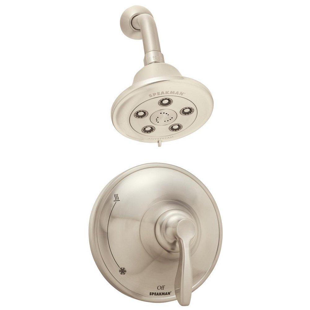 Speakman Brushed Nickel Shower Kit with Single Lever Handle and 1-Function Showerhead 