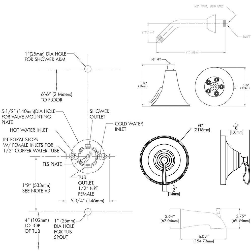 Speakman Brushed Nickel Shower Kit with Single Lever Handle and 1-Function Showerhead 
