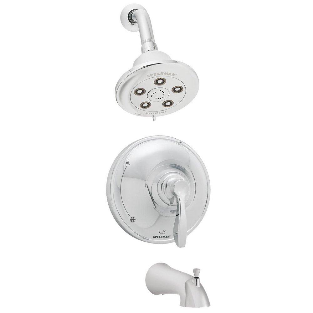 Speakman Polished Chrome 2-Hole Tub and Shower Trim with Multifunction Showerhead and Single Lever Handle 
