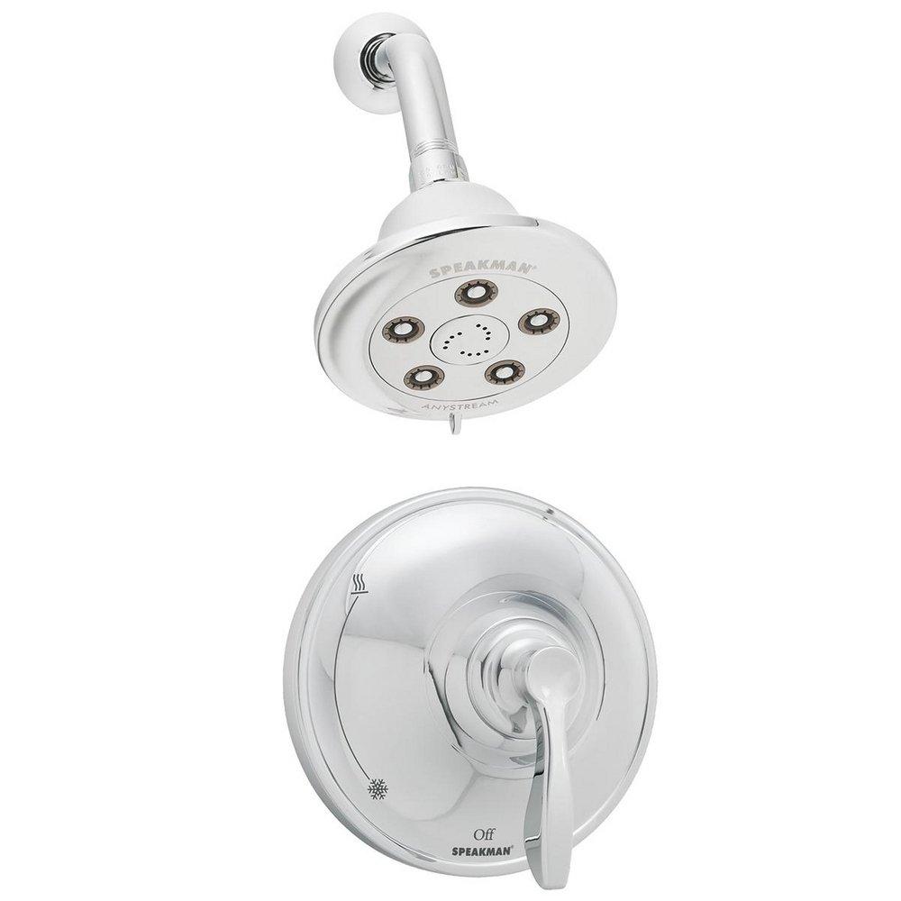 Speakman Polished Chrome Shower Kit with Single Lever Handle and 1-Function Showerhead 