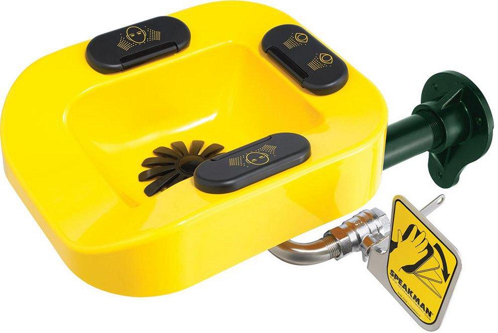 Speakman Yellow 4.9 GPM Wall Mount Eye and Face Wash with Plastic Bowl 