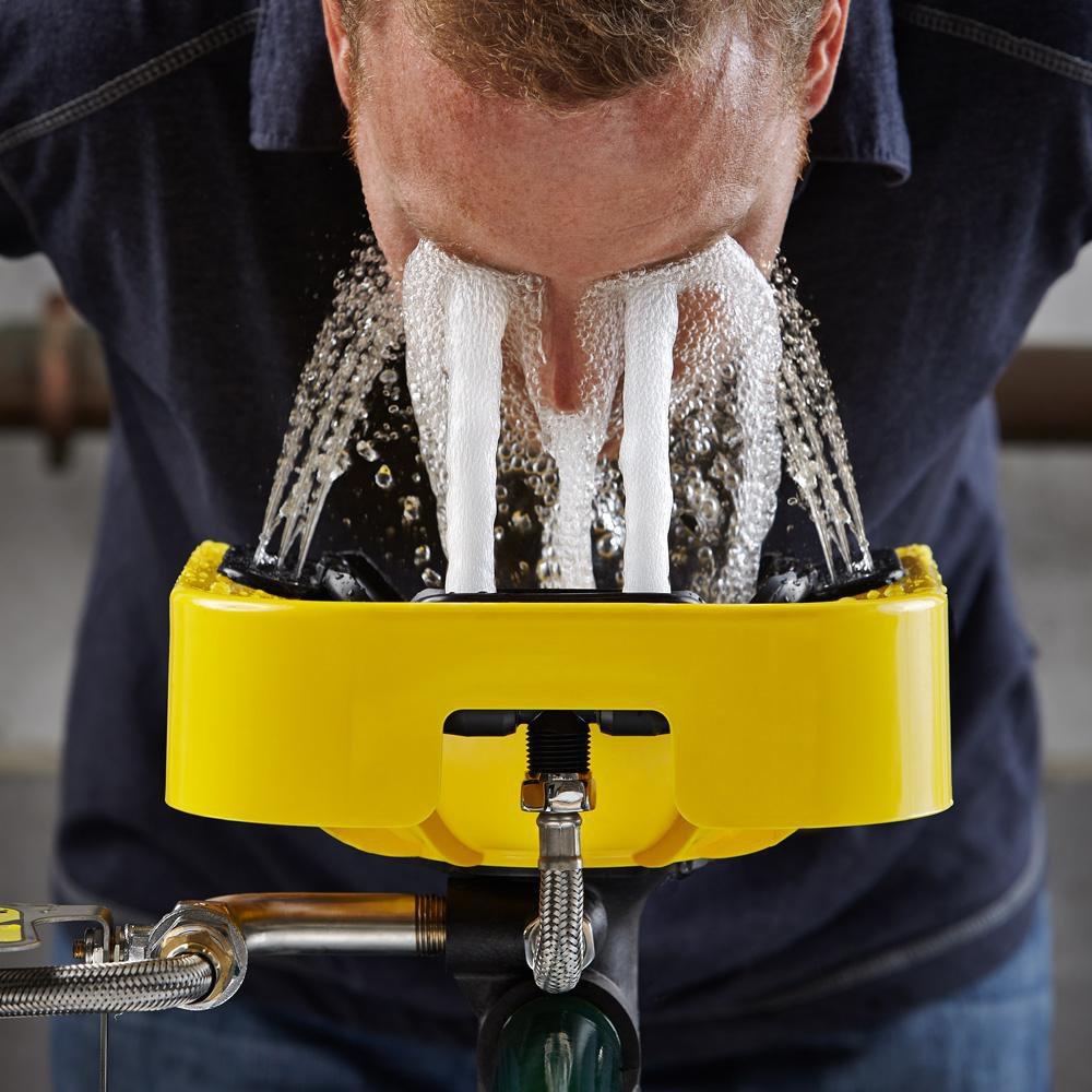 Speakman Yellow 4.9 GPM Wall Mount Eye and Face Wash with Plastic Bowl 