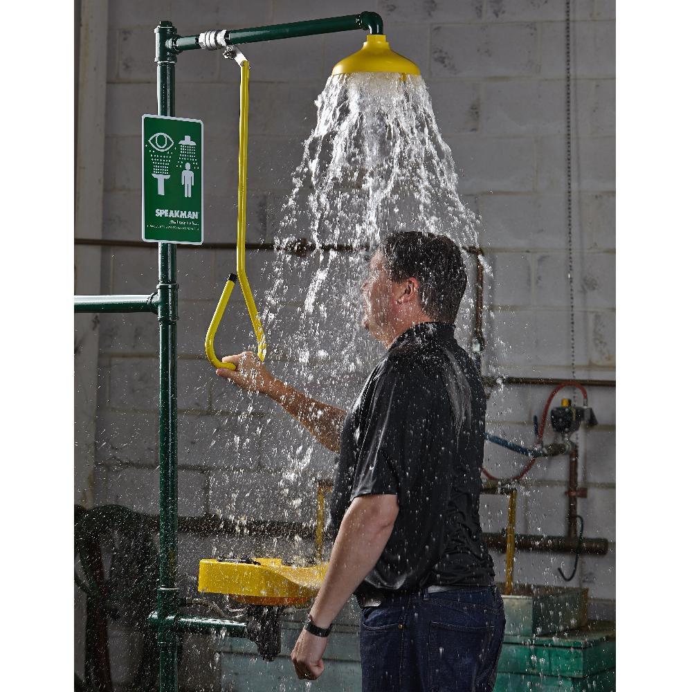 Speakman Stainless Steel Floor Mounted Combination Shower Eye and Face Wash System, 38.19lbs 