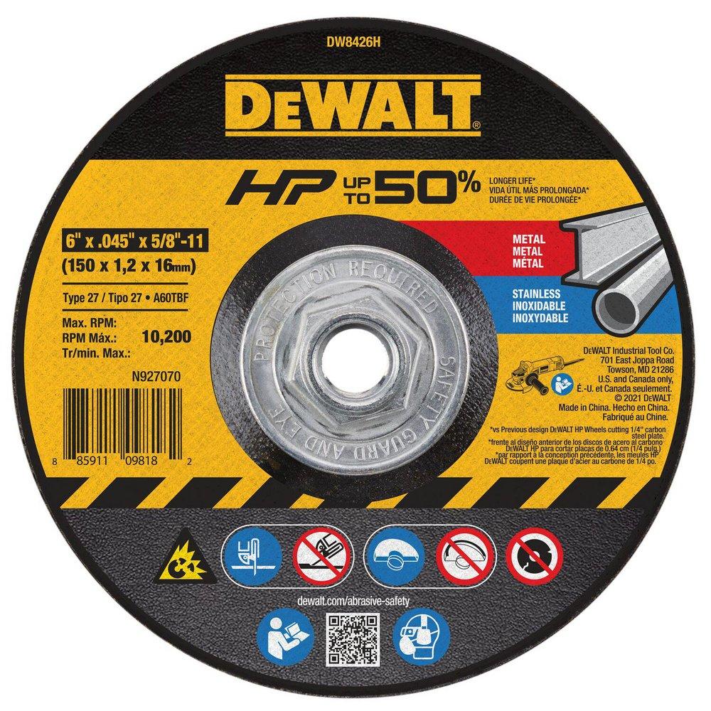 DEWALT 6"X.045"X5/8"-11 HP CUTOFF WHEEL 