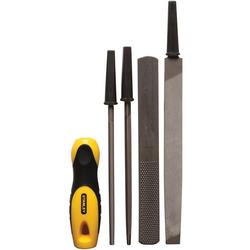 5-Piece Hand File Set (Includes Mill, Round, Slim Taper, 4-in-1 Files + Interchangeable Handle)