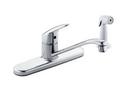 Single Handle Kitchen Faucet in Polished Chrome with White Side Spray 