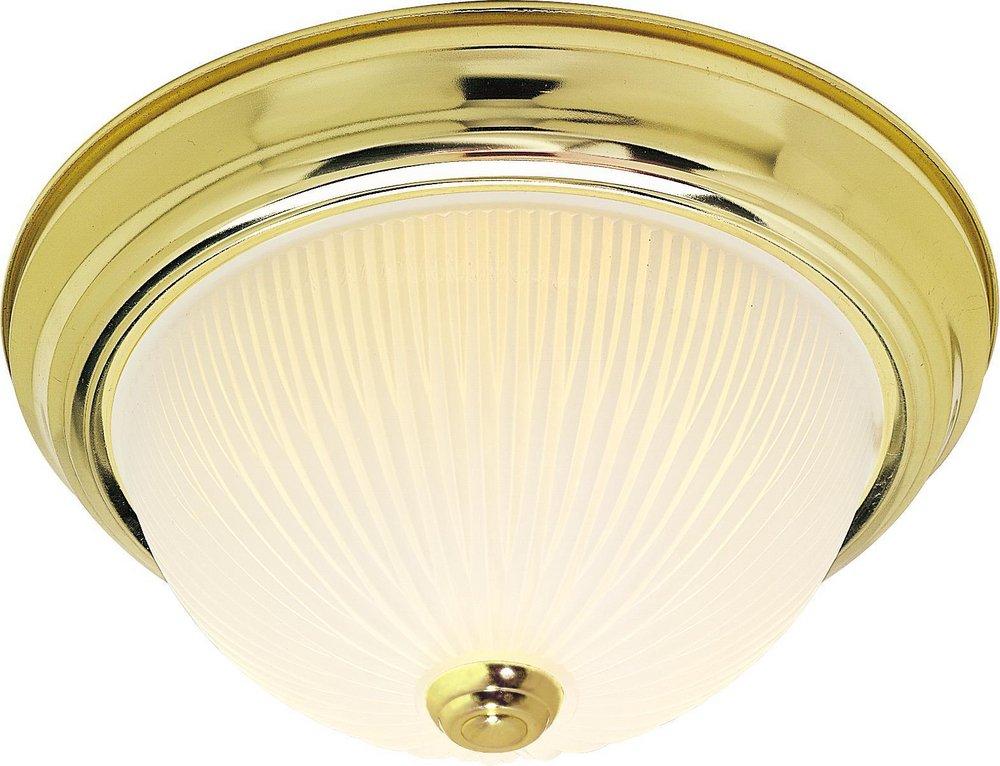 NUVO Polished Brass 60W 3-Light Flushmount Ceiling Light with Frosted Ribbed Glass 
