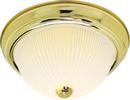 60W 3-Light Flushmount Ceiling Light with Frosted Ribbed Glass in Polished Brass