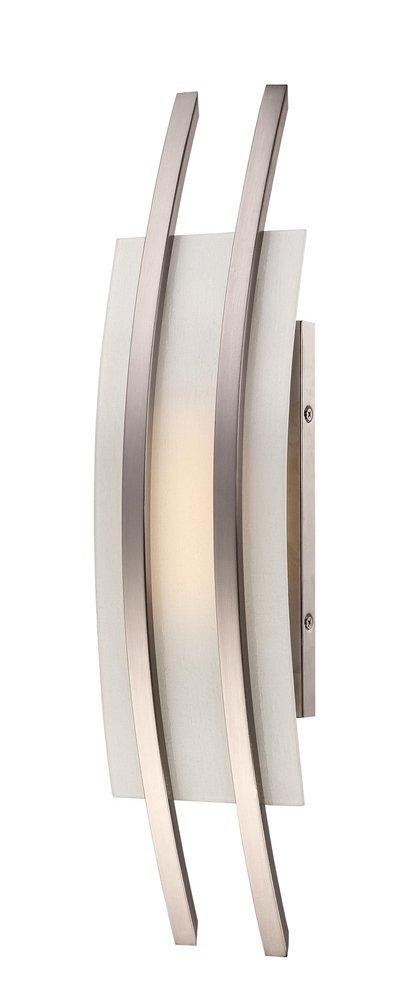 NUVO Brushed Nickel 1-Light Wall Mounted LED Wall Sconce with Frosted Glass Shade 