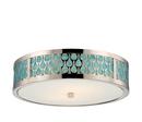 15 in. 2-Light Dome Flushmount LED Ceiling Light in Polished Nickel with Removable Aquamarine Insert Glass Shade
