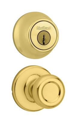 6-Way Entry Knob and Deadbolt Combo Pack in Polished Brass