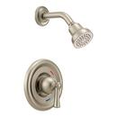 Pressure Balancing Cycling In-Wall Valve with Single Lever Handle and Water-Saving Showerhead in Brushed Nickel
