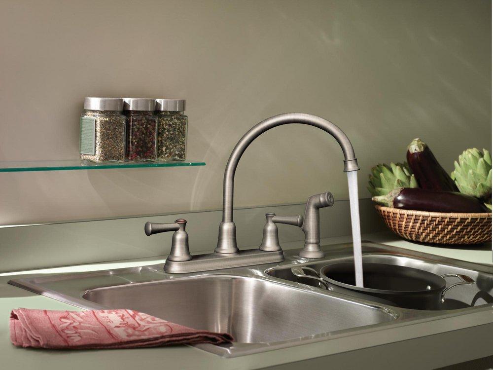 Cleveland Faucet Group Classic Stainless Two Handle Centerset Kitchen Faucet 