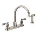 Two Handle Kitchen Faucet with Side Spray in Classic Stainless