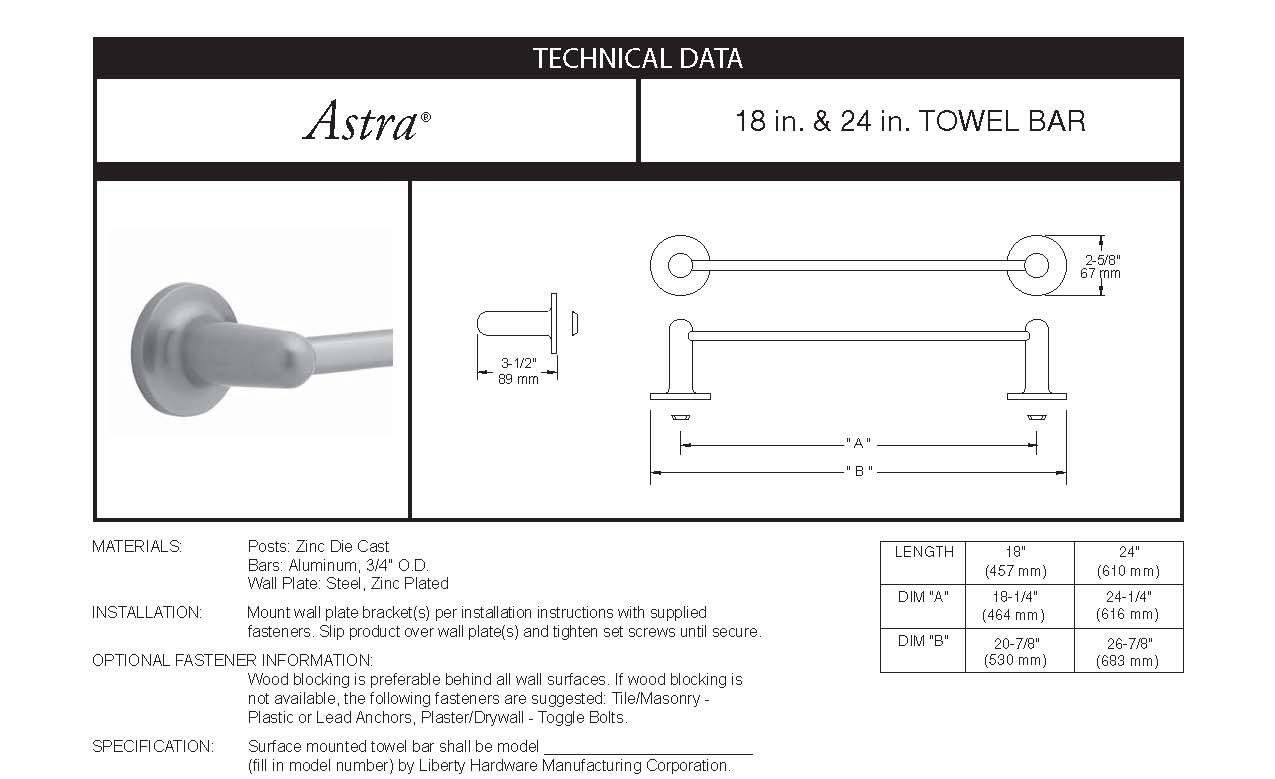 Liberty Hardware Satin Nickel 18 in. Towel Bar 