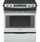 GE&reg; Stainless Steel/Grey 31-1/4 in. Electric 4-Burner Radiant Smoothtop Slide-in Range 