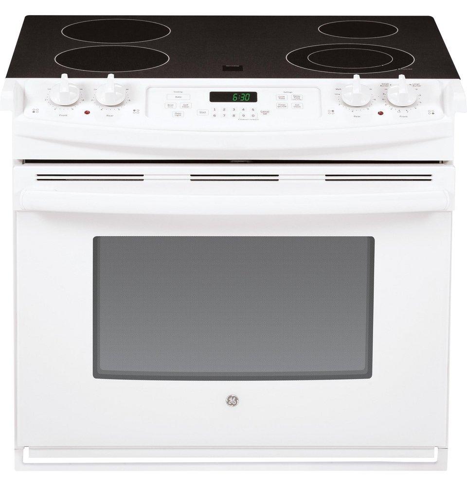 GE&reg; White 31-1/4 in. Electric 4-Burner Smoothtop Drop-In Range 
