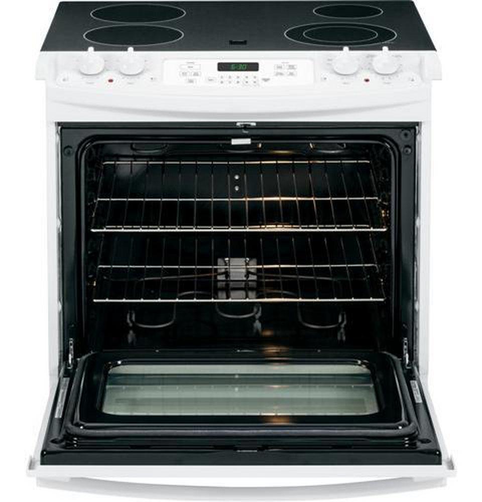 GE&reg; White 31-1/4 in. Electric 4-Burner Smoothtop Drop-In Range 