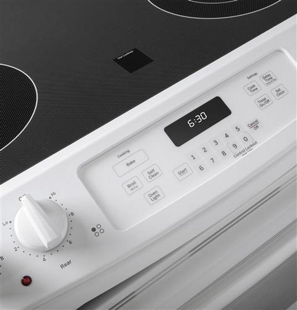 GE&reg; White 31-1/4 in. Electric 4-Burner Smoothtop Drop-In Range 