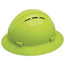 Size 6.5-8 Plastic Full Brim Vented Ratchet Hard Hat in Hi-Viz Lime