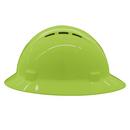 ERB Safety Hi-Viz Lime Size 6.5-8 Plastic Full Brim Vented Ratchet Hard Hat 