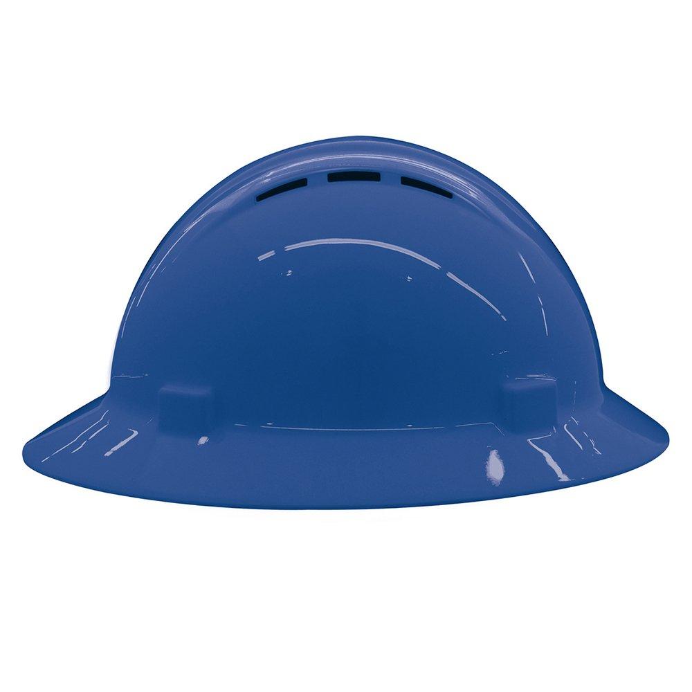 ERB Safety Blue Size 6.5-8 Plastic Full Brim Vented Ratchet Hard Hat 
