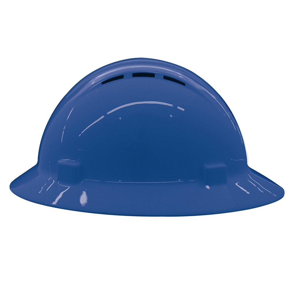 ERB Safety Blue Size 6.5-8 Plastic Full Brim Vented Ratchet Hard Hat 