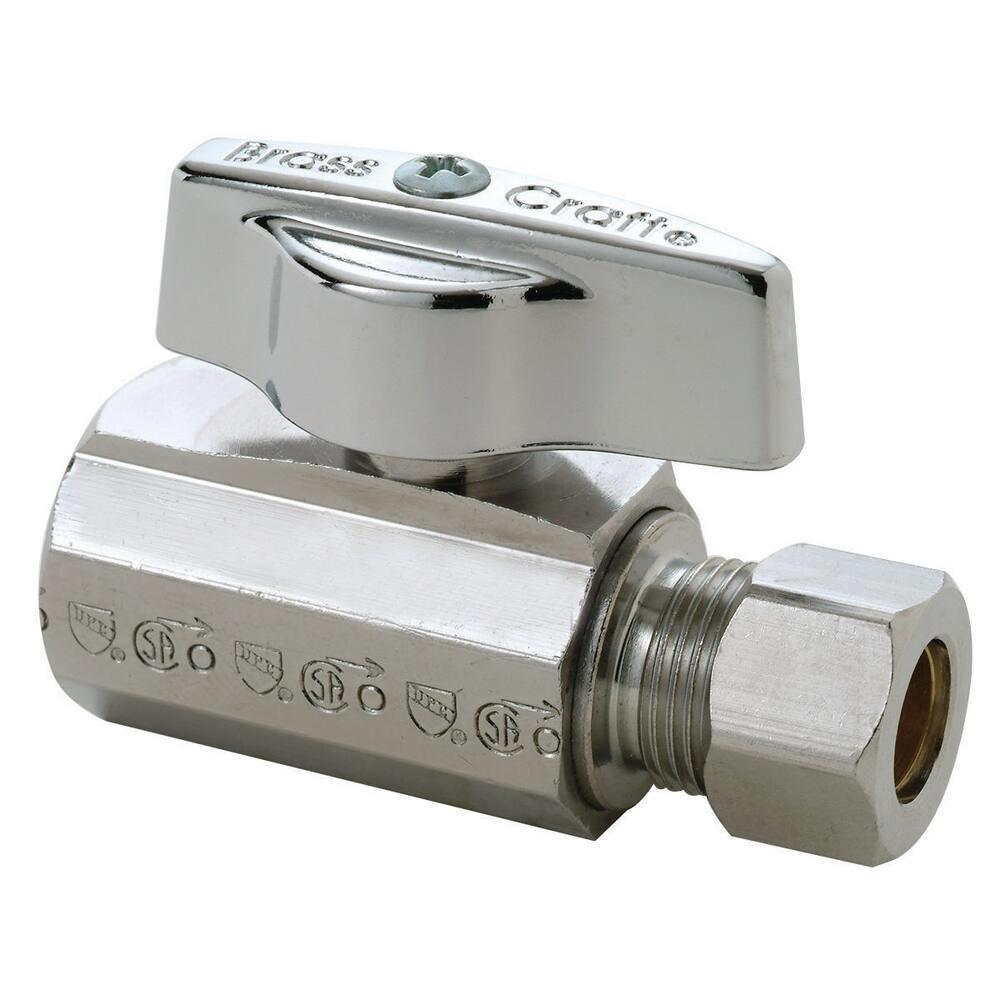 BrassCraft Chrome Plated FIPT x OD Compression Ball Handle Straight Supply Stop Valve in Chrome Plated 