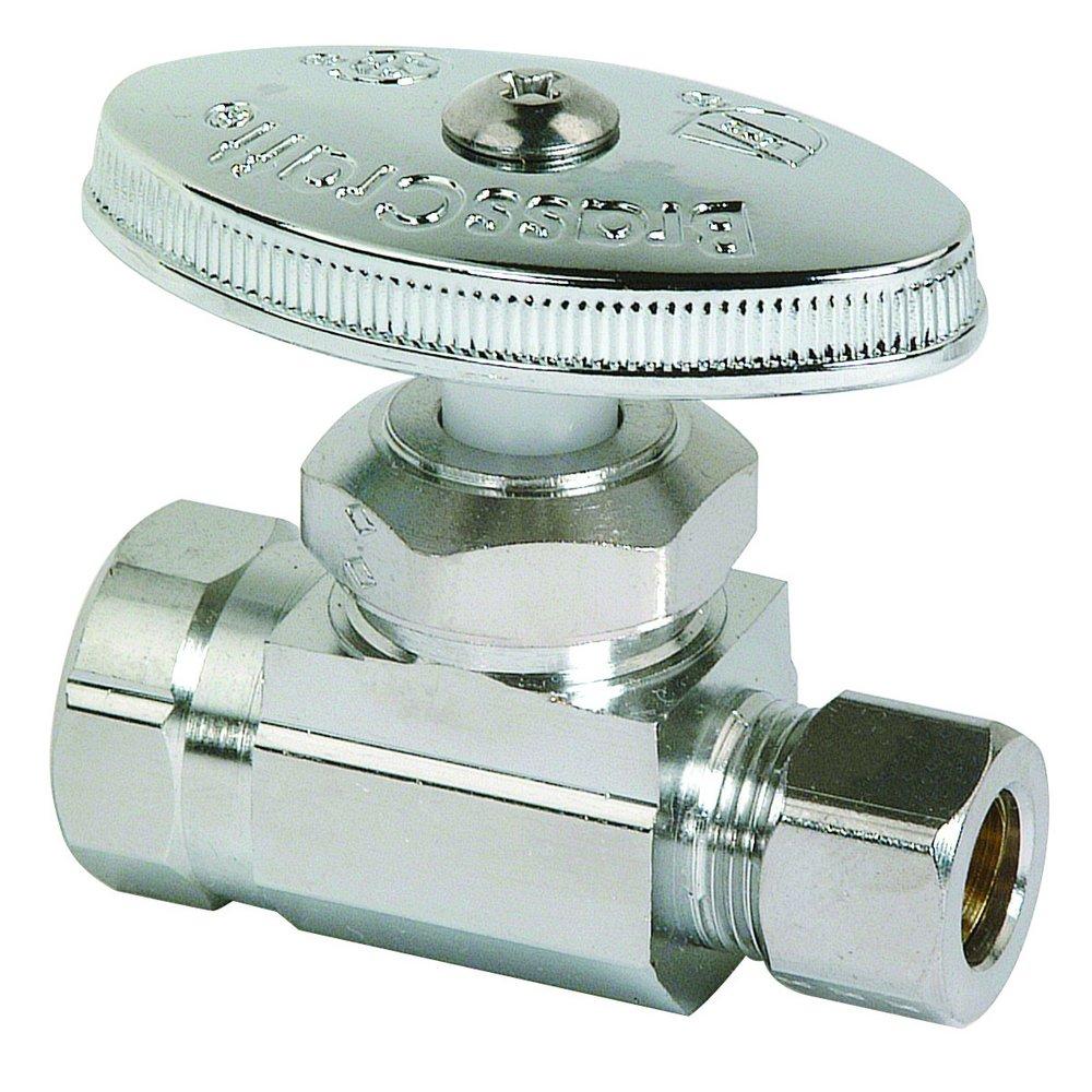 BrassCraft Chrome Plated FIPT x OD Compression Knurled Oval Handle Straight Supply Stop Valve in Chrome Plated 
