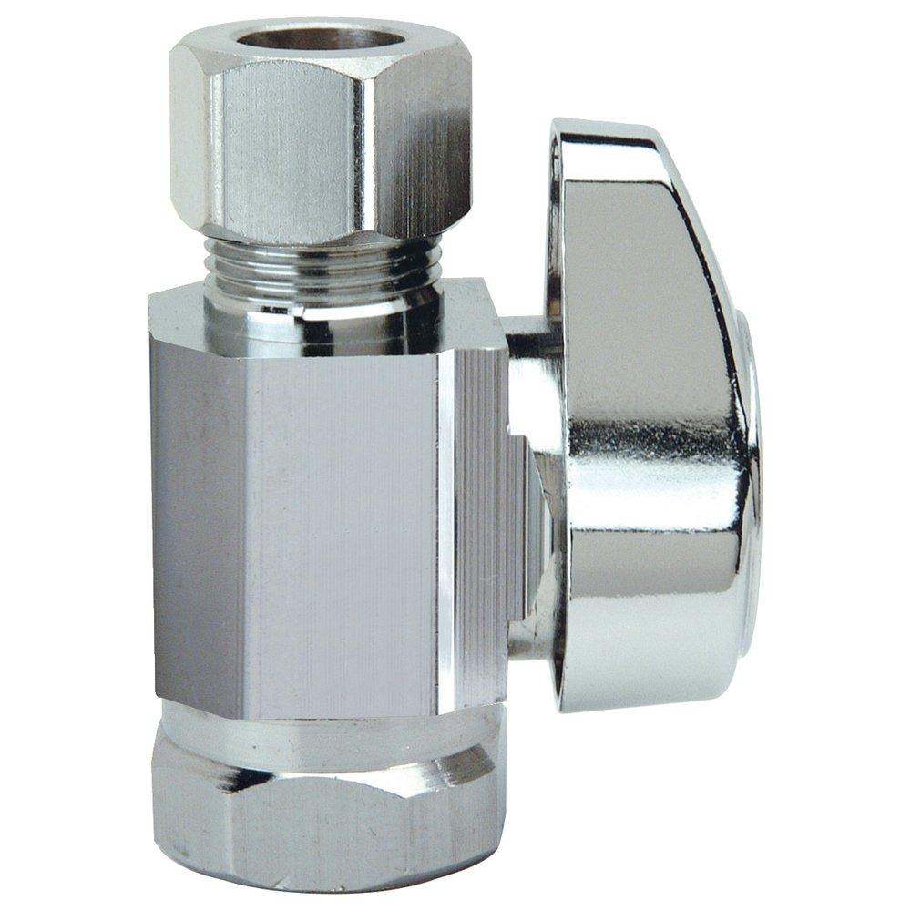 BrassCraft Chrome 1/4 in x 3/8 in Lever Handle Straight Supply Stop Valve 