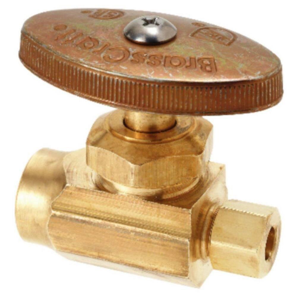 BrassCraft Rough Brass Sweat x Compression Knurled Oval Handle Straight Supply Stop Valve in Rough Brass 