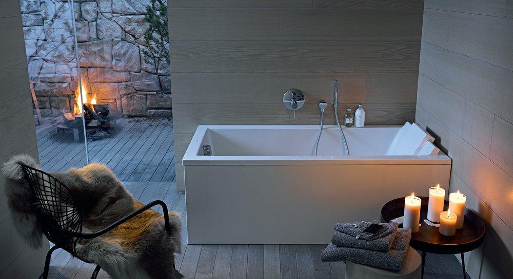 Duravit White 59 x 27-1/2 in. Soaker Drop-In Bathtub with Right Drain 