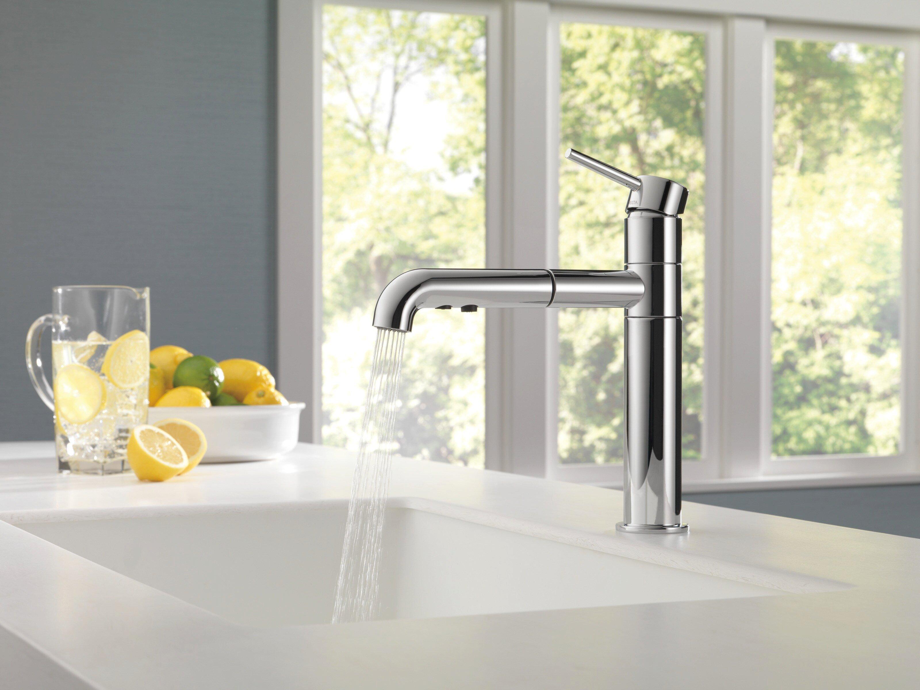 Delta Faucet Chrome Single Handle Pull Out Kitchen Faucet 
