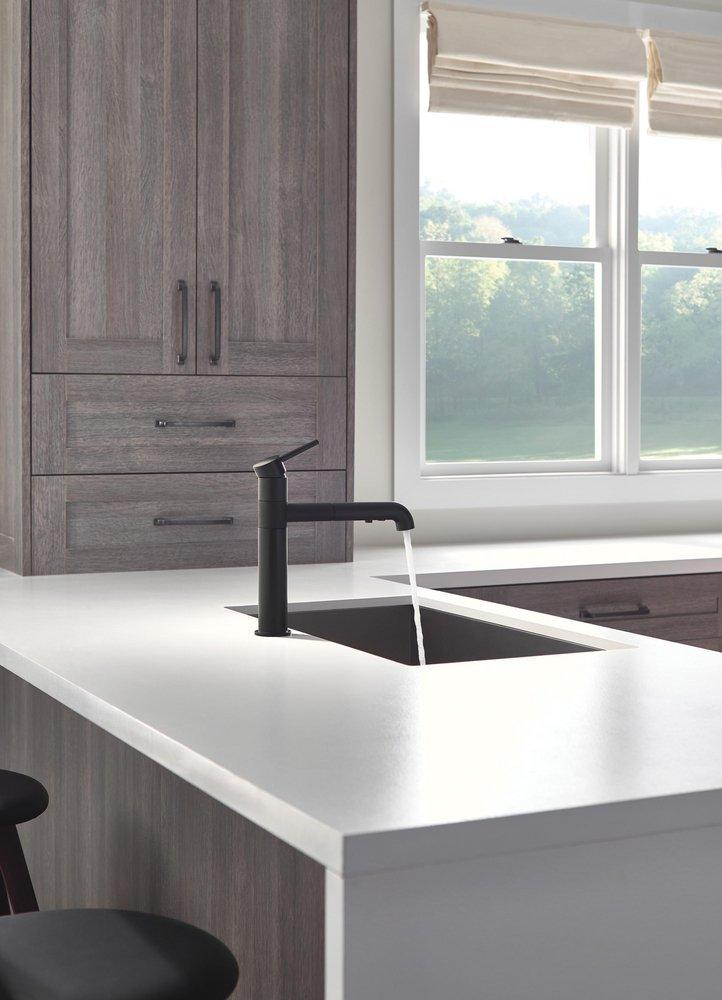 Delta Faucet Matte Black Single Handle Pull Out Kitchen Faucet 
