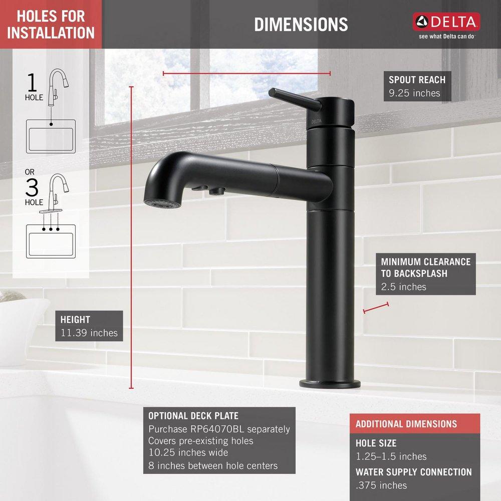 Delta Faucet Matte Black Single Handle Pull Out Kitchen Faucet 