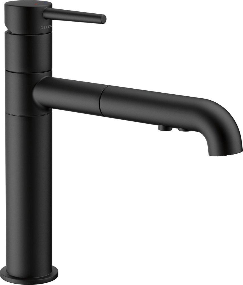 Delta Faucet Matte Black Single Handle Pull Out Kitchen Faucet 