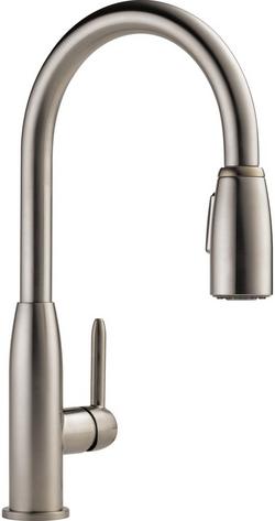 Single Handle Pull Down Kitchen Faucet in Stainless Steel