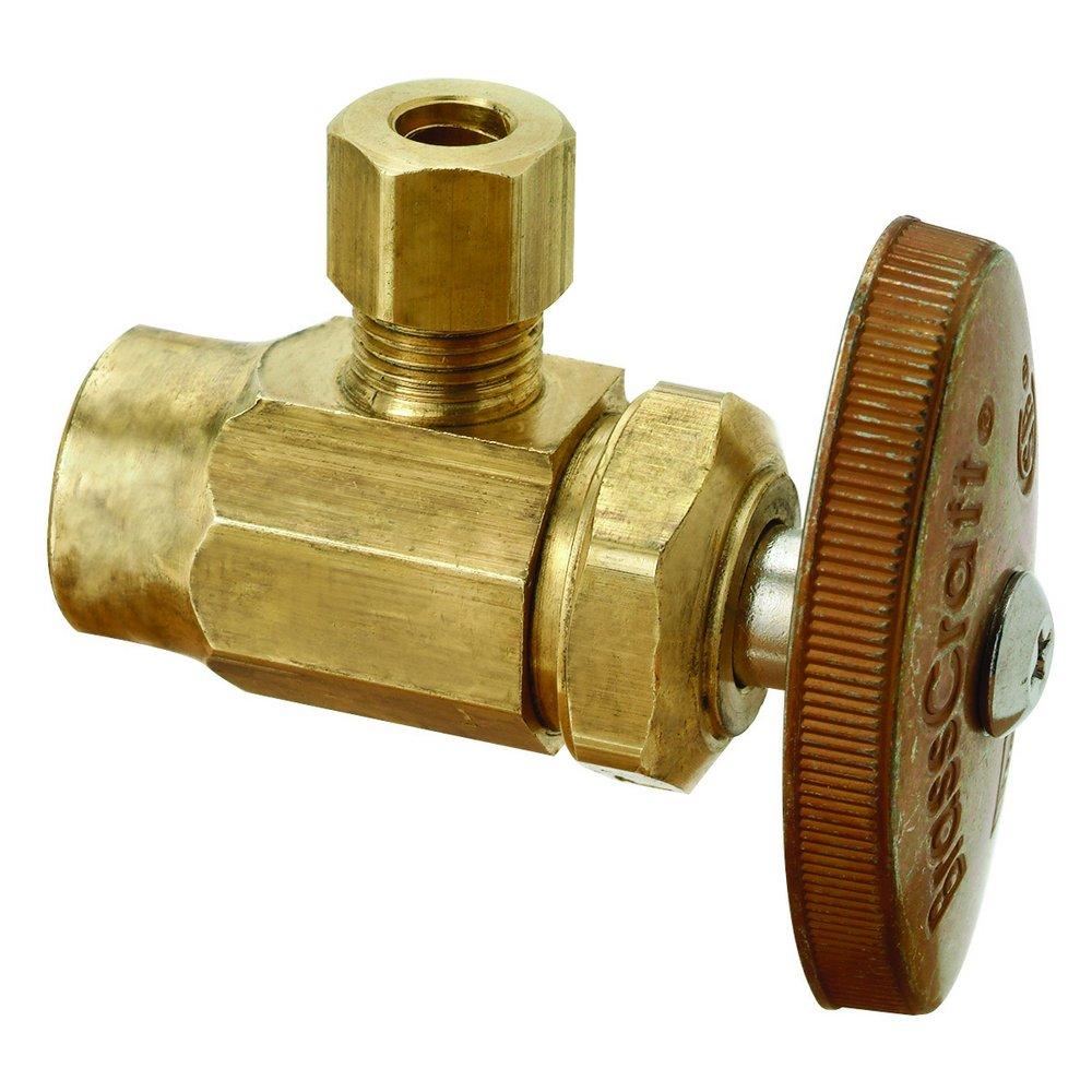 BrassCraft Rough Brass 1/2 x 1/4 in. Sweat x OD Compression Knurled Oval Handle Angle Supply Stop Valve 