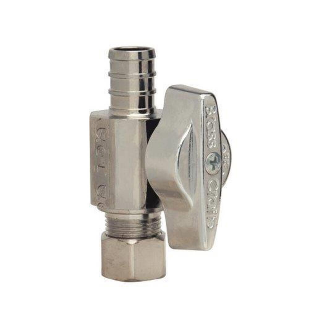 BrassCraft Chrome Plated F1807 x OD Compression Ball Handle Straight Supply Stop Valve in Chrome Plated 