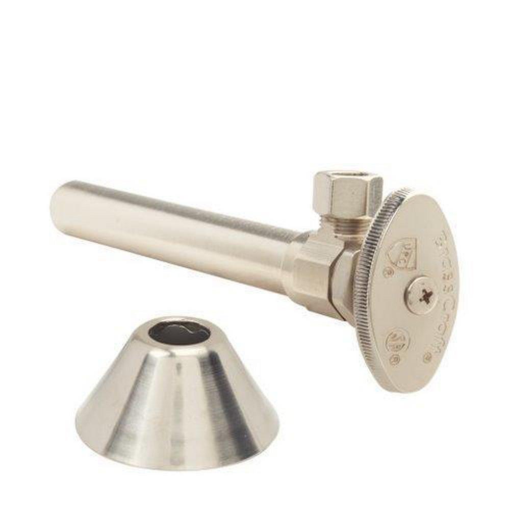 BrassCraft Satin Nickel 1/2 x 3/8 in. Sweat x OD Compression Knurled Oval Handle Angle Supply Stop Valve 