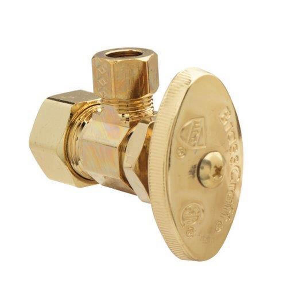 BrassCraft Polished Brass Compression x OD Compression Knurled Oval Handle Angle Supply Stop Valve in Chrome Plated 