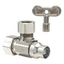 BrassCraft Chrome Plated Compression x OD Compression Loose Key Handle Angle Supply Stop Valve in Chrome Plated 