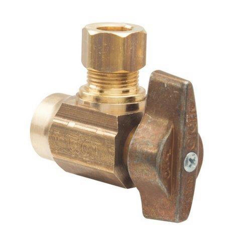 BrassCraft Rough Brass 1/2 x 3/8 in. Sweat x OD Compression Lever Handle Angle Supply Stop Valve 