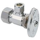 1/2 x 3/8 in. Compression x OD Compression Knurled Oval Handle Angle Supply Stop Valve in Satin Nickel